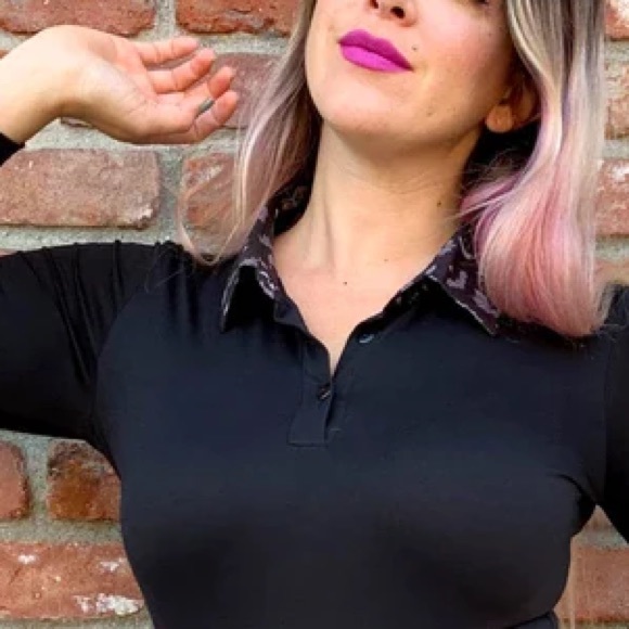 RETROLICIOUS 2xl bats collar tunic top Halloween goth witchy - Picture 11 of 12